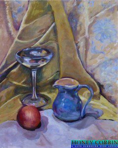 Honey Corbin, Sue's Blue Pitcher, oil, 21 X 25